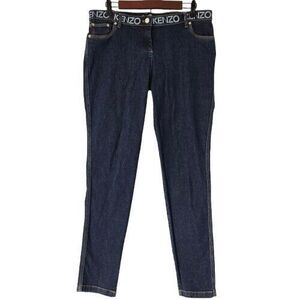 Kenzo Japanese Blue Jeans 40 Screen Print Tiger Patch Skinny Designer Y2K Fall